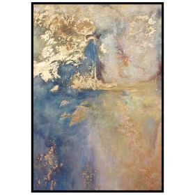 Hot Sell Art Large Size Hand Painted Abstract Gold Foil Dark Blue Oil Painting On Canvas Wall Picture Art Living Room Home Decor (size: 90X120cm)