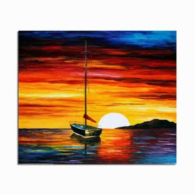 Frameless Abstract Sailing Seascape DIY Painting Handpainted Picture Painting On Canvas For Living Room Wall Artwork (size: 90X120cm)