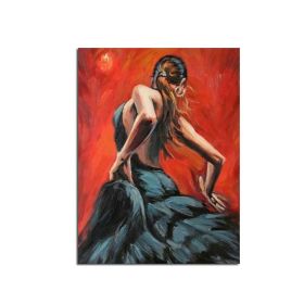 Ha's Art 100% Handmade Abstract Oil Painting Wall Art Modern Minimalist Dancing Girl Picture Canvas Home Decor For Living Room No Frame (size: 90X120cm)