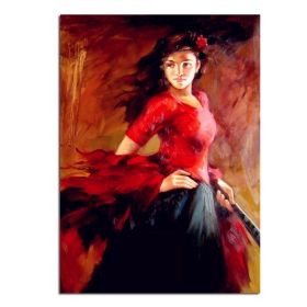 Ha's Art 100% Handmade Abstract Oil Painting Wall Art Modern Beautiful Girl Picture Canvas Home Decor For Living Room Bedroom No Frame (size: 100X150cm)