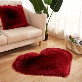 1pc, Fluffy Shaggy Area Rug, Solid Color PV Velvet Carpet, Plush Heart Shape Rug For Valentine's Day Wedding Anniversary Home Floor Decor (Color: BURGUNDY, size: 19.69*23.62inch)
