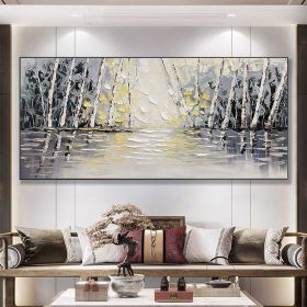 Hand Painted Oil Painting Forest Oil Painting on Canvas Living room Wall Decor Textured Wall Art Abstract Landscape Art Modern Nature Painting Custom (Style: 1, size: 60x120cm)