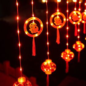 Chinese New Year Led String Lamp Traditional Chinese Knot Red Lantern LED String Light Plug 2023 New Year Decorative Garland (Wattage: EU, Emitting Color: 3M Type C)