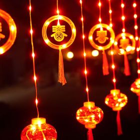 Chinese New Year Led String Lamp Traditional Chinese Knot Red Lantern LED String Light Plug 2023 New Year Decorative Garland (Wattage: US, Emitting Color: 3M Type B)