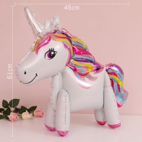 60cm 3D Unicorn Balloon Foil Inflatable Rainbow Birthday Balloons Wedding Baby Shower Kid Birthday Party Decorations Globos Gift (Ballon Size: As shown, Color: 3D Unicorn white)