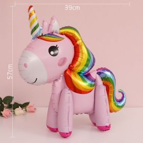 60cm 3D Unicorn Balloon Foil Inflatable Rainbow Birthday Balloons Wedding Baby Shower Kid Birthday Party Decorations Globos Gift (Ballon Size: As shown, Color: 3D Unicorn pink)