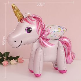 60cm 3D Unicorn Balloon Foil Inflatable Rainbow Birthday Balloons Wedding Baby Shower Kid Birthday Party Decorations Globos Gift (Ballon Size: As shown, Color: 3D Unicorn wing P)