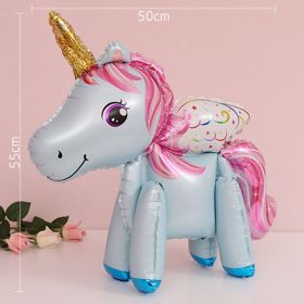 60cm 3D Unicorn Balloon Foil Inflatable Rainbow Birthday Balloons Wedding Baby Shower Kid Birthday Party Decorations Globos Gift (Ballon Size: As shown, Color: 3D Unicorn wing B)