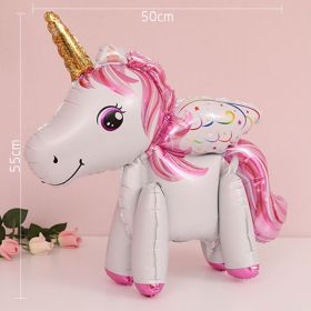 60cm 3D Unicorn Balloon Foil Inflatable Rainbow Birthday Balloons Wedding Baby Shower Kid Birthday Party Decorations Globos Gift (Ballon Size: As shown, Color: 3D Unicorn wing W)