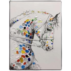 Large Hand Painted Big Large Size Oil Painting Animal Elephant and Horse for Living Room Modern Paintings wall art  Decoration (size: 100X150cm)