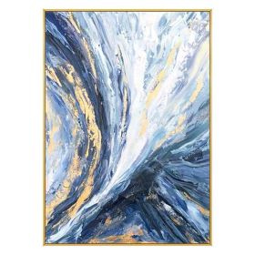 Light Blue Luxury Wall Art Abstract Canvas Oil Painting Style Picture On Canvas Modern Style Poster For Living Room Bedroom No Frame (size: 90X120cm)