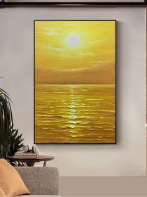 Custom Abstract Decorative Canvas Wall Art Handmade Seascape Oil Painting Modern Living Room Bedroom Porch Hotel Hanging Picture (size: 150X220cm)