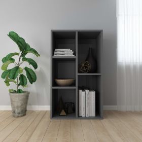 Book Cabinet/Sideboard High Gloss Gray 19.7"x9.8"x31.5" Engineered Wood (Color: Gray)