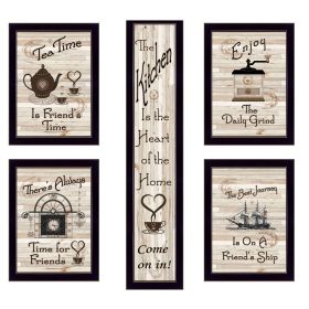 "Kitchen Friendship Collection" 5-Piece Vignette by Millwork Engineering, Black Frame (Color: as Pic)