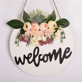 Welcome Sign Welcome Front Door Round Wood Sign Hanging Welcome Sign for Farmhouse porch Spring Welcome Sign Front Door Decoration (Color: White)