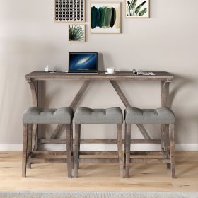 Bar Table Set with Power Outlet, Bar Table and Chairs Set, 4 Piece Dining Table Set, Industrial Breakfast Table Set, for Living Room, Dining Room (Color: as Pic)