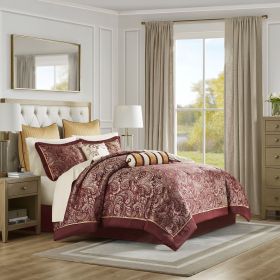 12 Piece Comforter Set with Cotton Bed Sheets (Color: as Pic)