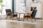 Accent Chairs Set of 2 with Side Table, Mid Century Modern Accent Chair, Wood and Fabric Armchairs Side Chair