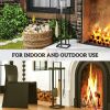 Outsunny Fireplace Tools Set Indoor Outdoor 5 Piece Heavy Duty Metal Fireplace Accessories Set with Brush Broom, Poker, Shovel