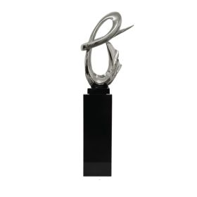 Fluid Abstract 59" Tall Floor Sculpture (Option: Chrome with Black Stand)