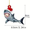 1pc, Christmas Shark Pendant - Wooden Home Decoration for Christmas Tree and Scene Atmosphere - Perfect Holiday and Room Decor