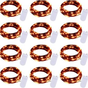 16 Pack Led Fairy Lights Battery Operated String Lights Waterproof Silver Wire 7 Feet 20 Led Firefly Starry Moon Lights For DIY Wedding Party Bedroom (Color: ORANGE)