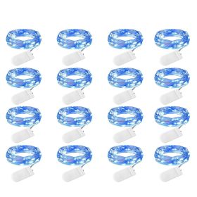 16 Pack Led Fairy Lights Battery Operated String Lights Waterproof Silver Wire 7 Feet 20 Led Firefly Starry Moon Lights For DIY Wedding Party Bedroom (Color: Blue)