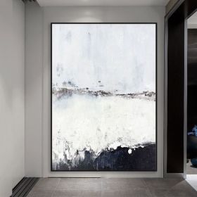 Handmade Gold Foil Abstract Oil Painting Wall Art Modern Minimalist Black and White Picture Canvas Home Decorative For Living Room No Frame (size: 90X120cm)