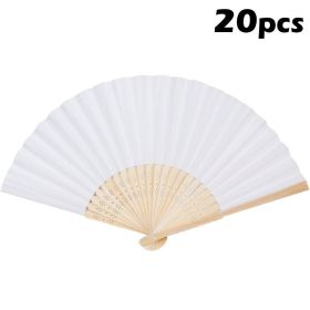 20/30/50pcs Hand-Painted Foldable Paper Fan White Folding Elegant Hand Fan Portable Party Wedding Supplies Gift Dance Fan Decor (Color: 20pcs, Ships From: China)