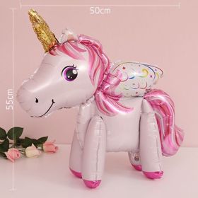 60cm 3D Unicorn Balloon Foil Inflatable Rainbow Birthday Balloons Wedding Baby Shower Kid Birthday Party Decorations Globos Gift (Ballon Size: As shown, Color: 3D Unicorn wing P)