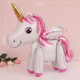 60cm 3D Unicorn Balloon Foil Inflatable Rainbow Birthday Balloons Wedding Baby Shower Kid Birthday Party Decorations Globos Gift (Ballon Size: As shown, Color: 3D Unicorn wing W)