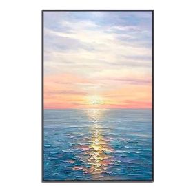 Hand Painted Abstract Oil Painting Wall Art Seascape Picture Minimalist Modern On Canvas Decorative For Living Room No Frame (size: 50X70cm)