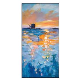 Oil Painting On Canvas Sunset Landscape Poster Wall Art Pictures For Living Room Decorative Entrance Painting Modern Home Decor (size: 90X120cm)