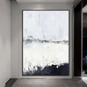 Handmade Gold Foil Abstract Oil Painting Wall Art Modern Minimalist Black and White Picture Canvas Home Decorative For Living Room No Frame (size: 50X70cm)