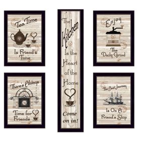 "Kitchen Friendship Collection" 5-Piece Vignette by Millwork Engineering, Black Frame (Color: as Pic)