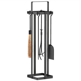 Outsunny Fireplace Tools Set Indoor Outdoor 5 Piece Heavy Duty Metal Fireplace Accessories Set with Brush Broom, Poker, Shovel (Color: as Pic)