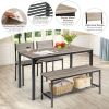 4 Pieces Rustic Dining Table Set with 2 Chairs and Bench