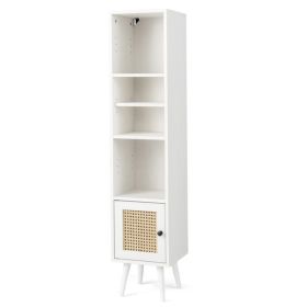 Freestanding 4-Tier 54" Tall Bookcase (Color: White, type: Cabinet)