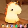 Cute Silicone LED Night Light Unicorn Deer For Kids USB Rechargeable Animal Dinosaur Bedroom Decor Touch Night Lamp For Gifts