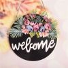 Welcome Sign Welcome Front Door Round Wood Sign Hanging Welcome Sign for Farmhouse porch Spring Welcome Sign Front Door Decoration
